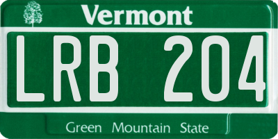 VT license plate LRB204