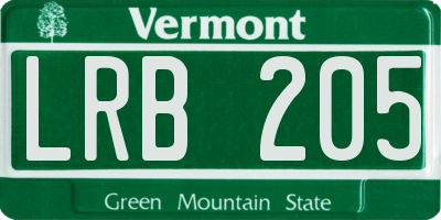 VT license plate LRB205