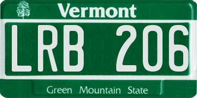 VT license plate LRB206