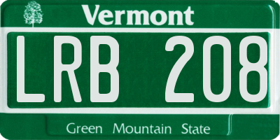 VT license plate LRB208