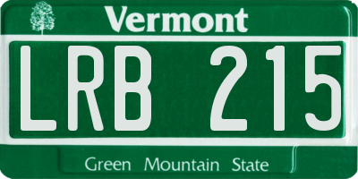 VT license plate LRB215