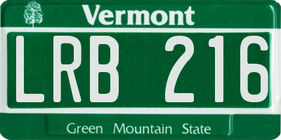 VT license plate LRB216
