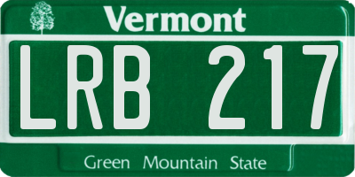 VT license plate LRB217