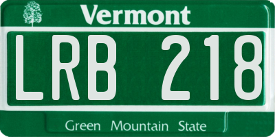 VT license plate LRB218