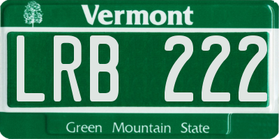 VT license plate LRB222