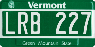 VT license plate LRB227