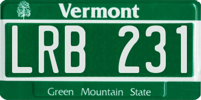 VT license plate LRB231