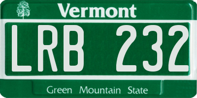 VT license plate LRB232