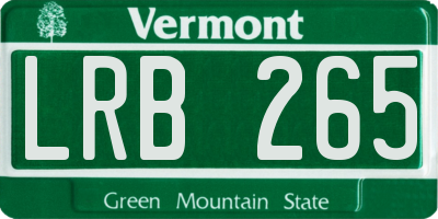 VT license plate LRB265