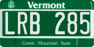 VT license plate LRB285