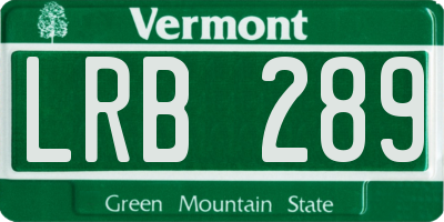 VT license plate LRB289