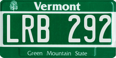 VT license plate LRB292