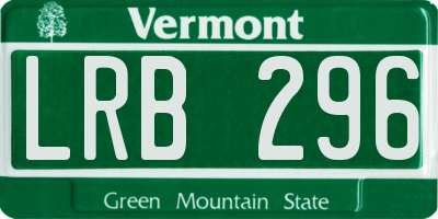 VT license plate LRB296