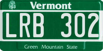 VT license plate LRB302