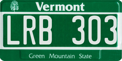 VT license plate LRB303