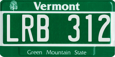 VT license plate LRB312