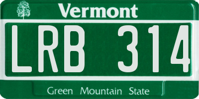 VT license plate LRB314