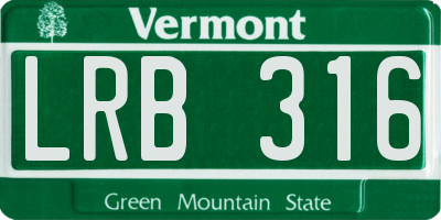 VT license plate LRB316