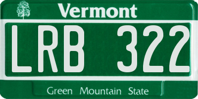 VT license plate LRB322