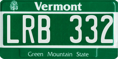 VT license plate LRB332