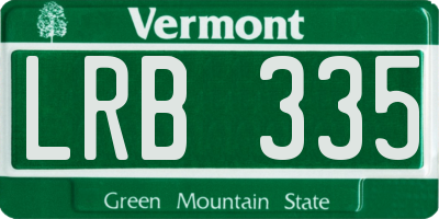 VT license plate LRB335
