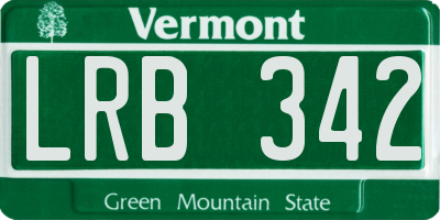 VT license plate LRB342