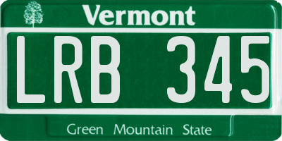 VT license plate LRB345