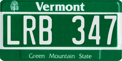 VT license plate LRB347