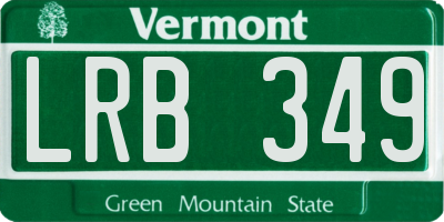 VT license plate LRB349