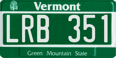 VT license plate LRB351