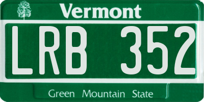 VT license plate LRB352