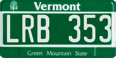 VT license plate LRB353
