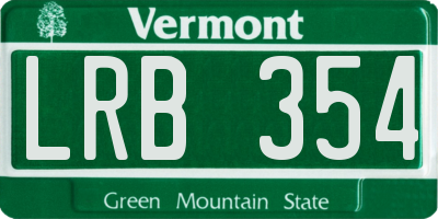 VT license plate LRB354