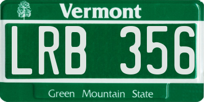 VT license plate LRB356