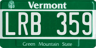 VT license plate LRB359