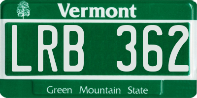 VT license plate LRB362