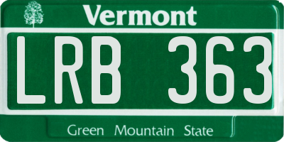 VT license plate LRB363