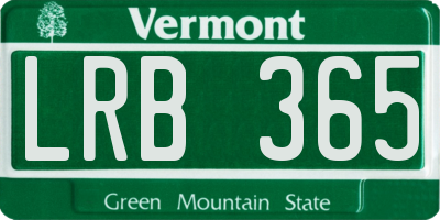 VT license plate LRB365