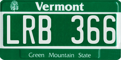 VT license plate LRB366