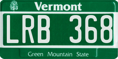 VT license plate LRB368