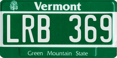 VT license plate LRB369