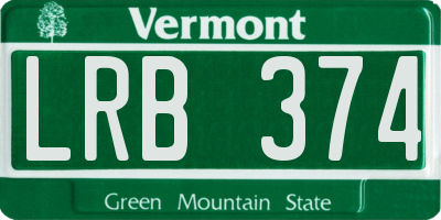 VT license plate LRB374