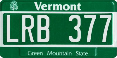 VT license plate LRB377
