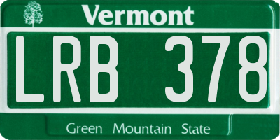 VT license plate LRB378