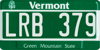 VT license plate LRB379