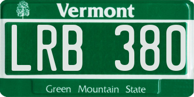 VT license plate LRB380