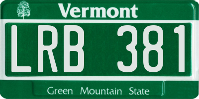 VT license plate LRB381