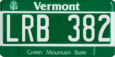 VT license plate LRB382
