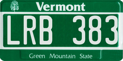 VT license plate LRB383