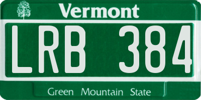 VT license plate LRB384